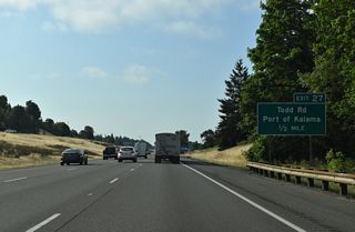 Todd Road runs east from the port area to Cloverdale Road. There is no through access south to Woodland independent of I-5.