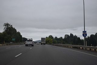 Interstate 5 crosses the Coweeman River three times in the Kelso area. A pair of non-descript bridges carry the six lane freeway over the river near Davis Terrace. These were built in 1979 and 1980.