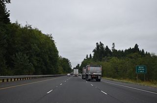 A weigh station facility operates along Interstate 5 southbound near Ostrander.