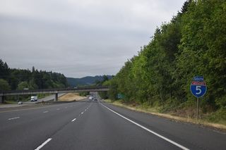 Staying east of Castle Rock, Interstate 5 continues ten miles to Kelso.