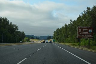 SR 411 north and SR 504 west come together at a diamond interchange (Exit 49) with I-5 in Castle Rock. SR 504 constitutes a 51.76 mile spur east to Silver Lake, Kid Valley and Mount St. Helens National Volcanic Monument. SR 411 travels 13.48 miles south from Castle Rock to SR 432 at Longview.