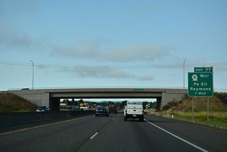 Main Street extends west from the Chehalis city center to become SR 6 at a diamond interchange (Exit 77) with I-5/U.S. 12.