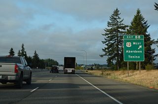Old Highway 99 angles 7.6 miles northeast from I-5/U.S. 12 at Exit 88 to South Sound Speedway and SR 507 in the city of Tenino. Two loop ramps previously connected westbound U.S. 12 with I-5 here.