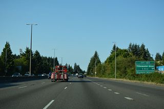 Tumwater Boulevard meets Interstate 5 south at a diamond interchange (Exit 101) in one mile.
