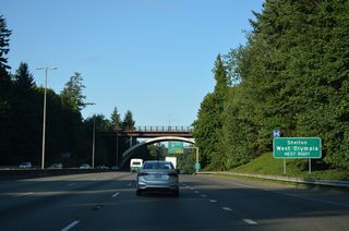 Encircling the Olympic Peninsula from Shelton north to Port Angeles and south to Aberdeen, U.S. 101 travels 365.48 miles in Washington. The highway follows the Pacific Coast south to Astoria, Oregon.
