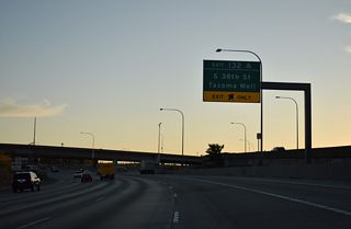 Exit 132 A leads south alongside Interstate 5 to S 38th Street near Tacoma Mall. 