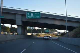 SR 7 lines Tacoma Eastern Gulch southward as a freeway to 38th Street. Shifting onto 38th Street west and Pacific Avenue south, SR 7 continues from Tacoma to SR 512 at Parkland.