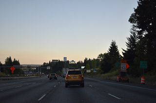 Interstate 5 south enters the city of Milton ahead of the Pierce County line.