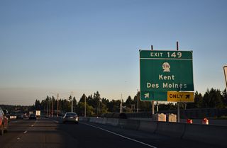 SR 516 (Kent des Moines Road) intersects SR 99 south (Pacific Highway) nearby and winds east three miles to the Kent city center. The state route is an expressway between I-5 and SR 167.