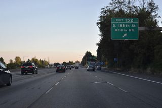 Orillia Road runs from the east side of Interstate 5 between Exit 152 and S 212th Street in south Tukwila. S 188th Street heads west to Seattle-Tacoma International Airport (SEA) and the freeway along SR 509 at Burien.