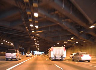 The first of two cut and cover tunnels takes Interstate 5 below Pike Street and 8th Avenue under the convention center. Exit 165 B emerges from the tunnel at the intersection of Union Street south at 7th Avenue.