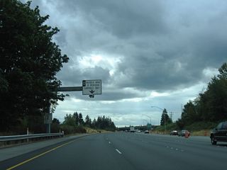 The left lane of Interstate 5 continues with an HOV-2 restriction to the Express Lanes at Shoreline.