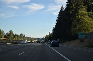 Exit 182 is a two lane directional ramp onto Interstate 405 south for Bothell, Bellevue and Renton.