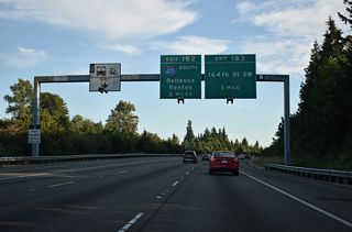 Exit 183 follows for 164th Street SW. 164th Street provides a second route into Mill Creek from I-5 to the east. The arterial continues west to SR 99 on the outskirts of Lynnwood.