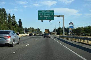 Exit 200 departs Interstate 5 south for 88th Street NE and Quil Cela Way.