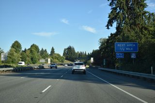 The third set of Interstate 5 rest areas south of Blaine line both sides of freeway at Smokey Point.