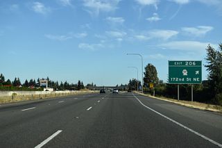 Interstate 5 meets SR 531 (172nd Street NE) between suburban and retail areas at Smokey Point. The 9.88 mile long route runs west from SR 9 through Arlington to  Wenberg County Park.