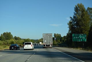 236th Street NE crosses paths with Interstate 5 at a rural diamond interchange (Exit 210) east of Silvana.