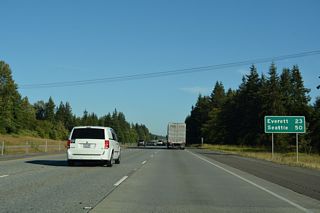 Interstate 5 enters Snohomish County 23 miles north of the county seat and 50 miles from Seattle.
