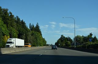 Blackburn Road passes over Interstate 5 west from nearby Hillcrest Park beyond this confirming marker.