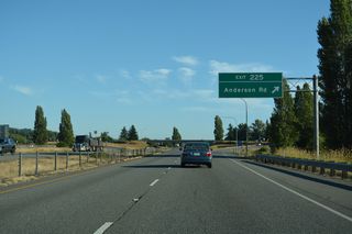 Anderson Road connects the four lane freeway with parallel Old U.S. 99 to the west of Exit 225 and Blodgett Road to the east.