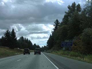 The second southbound rest area on Interstate 5 lies on the plateau east of Chuckanut Mountain and west of Friday Creek. The companion Bow Hill Rest Area along northbound is located at the same location.