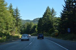Traveling between Lake Padden and Chuckanut Mountain, Interstate 5 curves eastward into a valley fed by Chuckanut Creek