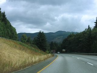 Lookout Mountain rises to the east of Interstate 5 and Samish Lake.