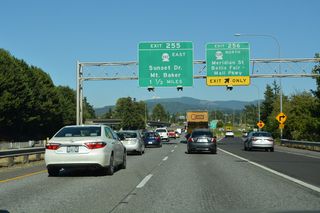 SR 539 runs 15.18 miles south from British Columbia Highway 13 to Lynden, Laurel and Interstate 5 by Bellis Fair Mall. Meridian Street continues south to Cornwall Park and Broadway in Bellingham.