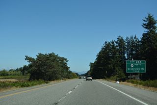 SR 548 follows Blaine Road south from Birch Bay to a roundabout with Grandview Road. SR 548 follows Grandview Road 5.9 miles east to Interstate 5 at Exit 266.