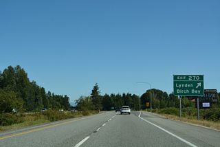 The diamond interchange (Exit 270) with Birch Bay-Lynden Road is next to Birth Bay Square shopping center.