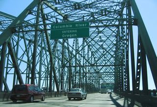 Entering the city of Portland, Oregon on Interstate 5 south.