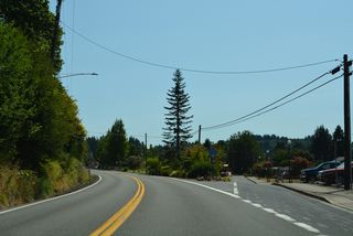 Front Avenue branches south from Huntington Avenue at Gateway Park along the Cowlitz River. Both streets lead south to Downtown Castle Rock.