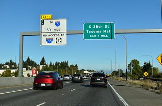 A diamond interchange at Exit 1 A replaced the directional ramps to Sprague Avenue as part of the West Nalley Valley interchange project. The design accommodated new westbound viaducts originating from Interstate 5.