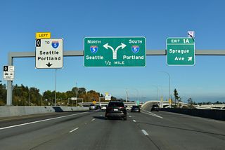 Sprague Avenue stems north from SR 16 to Division / 6th Avenues.