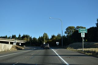 SR 16 enters the city of Tacoma east from the Tacoma Narrows Bridge.