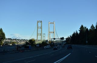 Washington State Route 16 eastbound at the Tacoma Narrows Bridge joining Gig Harbor with Tacoma