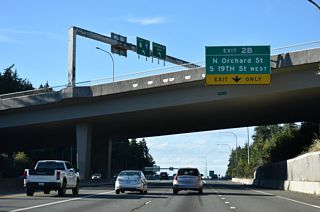 Exit 2 B leaves SR 16 north for parallel Orchard Street midway between S 12th and 19th Streets. 