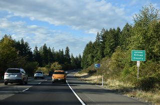SR 16 west enters Kitsap County at the wye interchange connecting SR 302 Spur (Purdy Drive) with the freeway north.