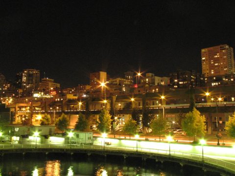 SR 99 / Alaskan Way from Waterfront Park in Seattle, Washington