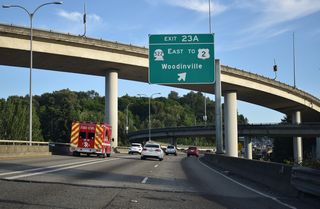 SR 202 begins at the exchange joining SR 522 and 131st Avenue NE iin Woodinville nearby. The state route meanders east along Woodinville Duvall Road from the city center to SR 203 at Duvall.