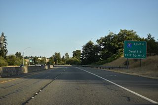 SR 525 spans Ash Way and Maple Road a half mile ahead of the exit for Interstate 5 south to Seattle.