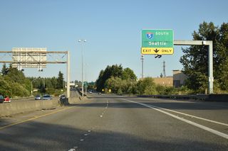 Interstate 5 angles southwest through Lynnwood to Mountlake Terrace before entering Shoreline in King County.
