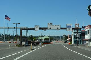 Trucks and other commercial vehicles are inspected separate from passenger vehicles at the north end of SR 543.