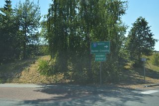 A roundabout where SR 548 southbound begins joins 2nd and D Streets with the northbound ramps along Interstate 5. The entrance ramp for I-5 north leads to the Canadian customs and immigration station.