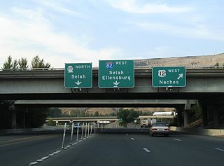 U.S. 12 provides one of six routes across the Cascade Range in the state of Washington. The US route splits with the former U.S. 410 at Upper Naches Valley for a path westward through Rimrock and White Pass to Interstate 5 near Napavine. SR 410 follows a more northerly course through Chinook Pass and Greenwater to Enumclaw.
SR 823 constitutes a 5.62 mile loop from Twin Bridges and U.S. 12 northward through Selah to SR 821 near Exit 26 of Interstate 82.