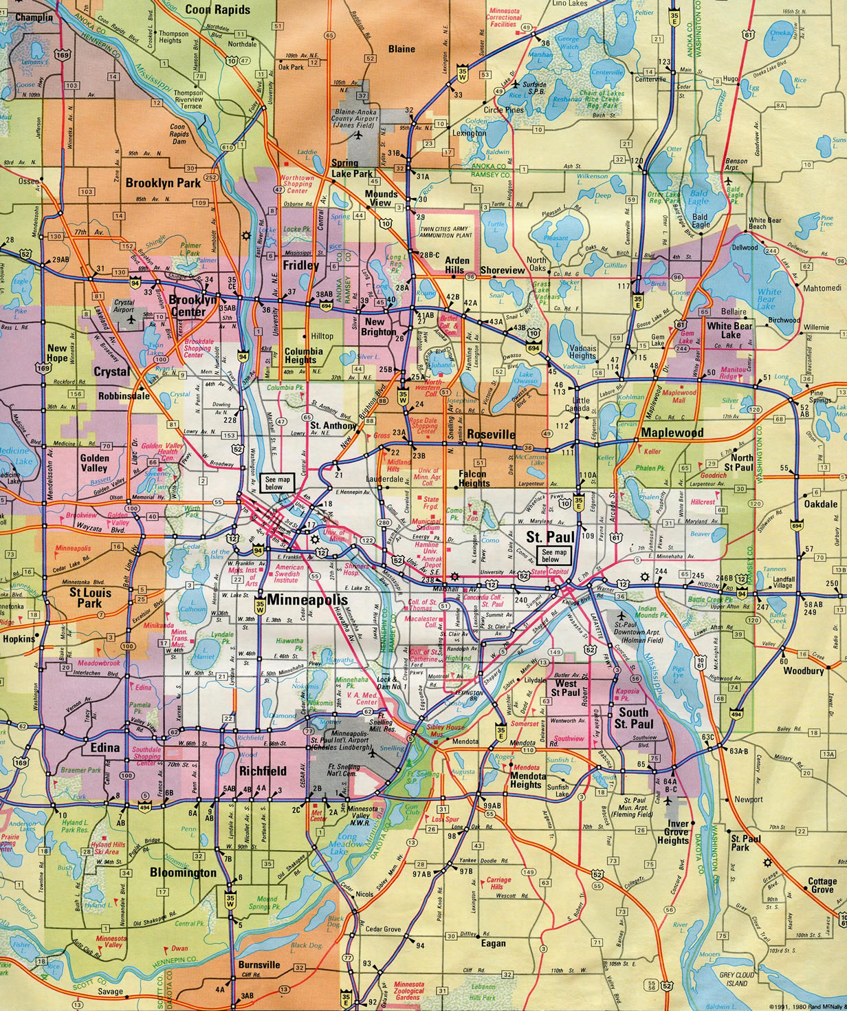 awesome Map of Minneapolis/St. Paul