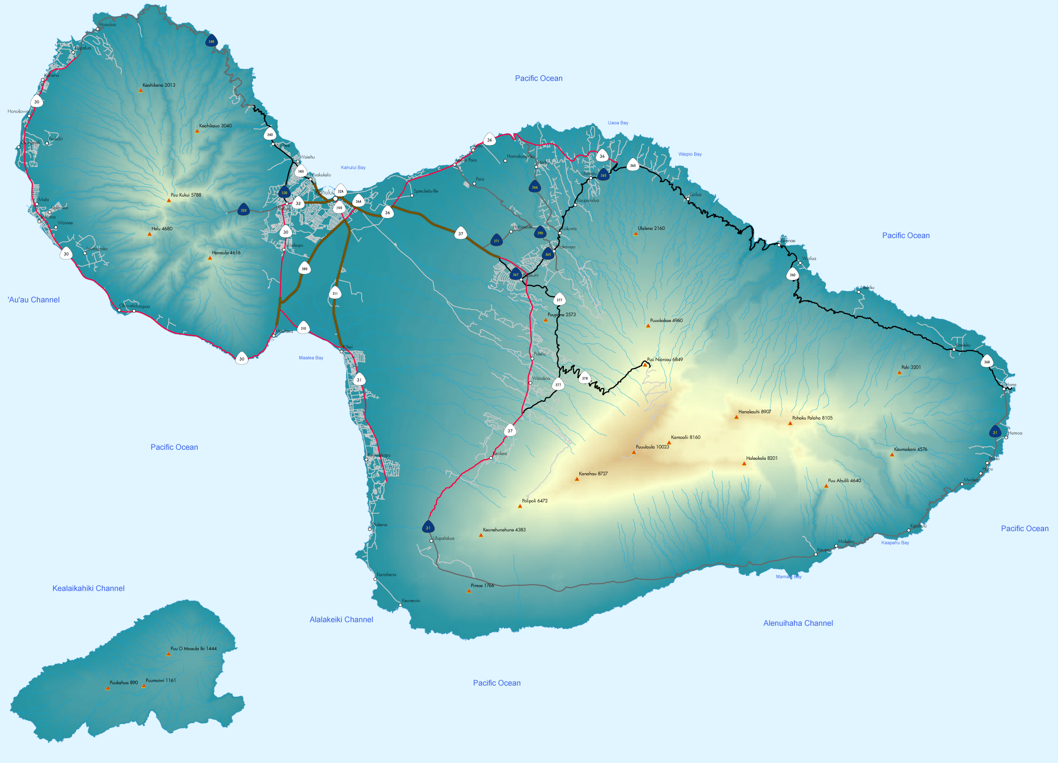 AARoads map of Maui, Hawaii