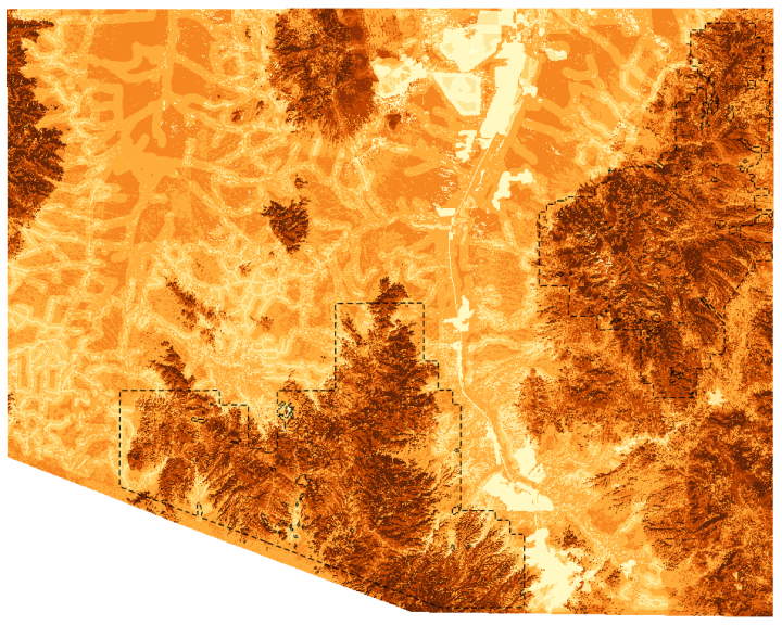 Weighted Overlay raster of Suitability areas