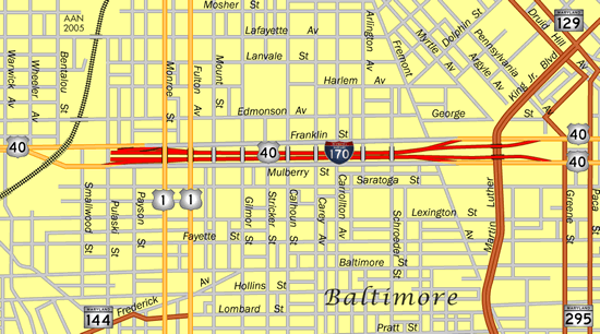 Interstate 170 Baltimore, Maryland Map